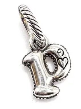 Brighton Lowercase letter "p" charm with a rope-style bail